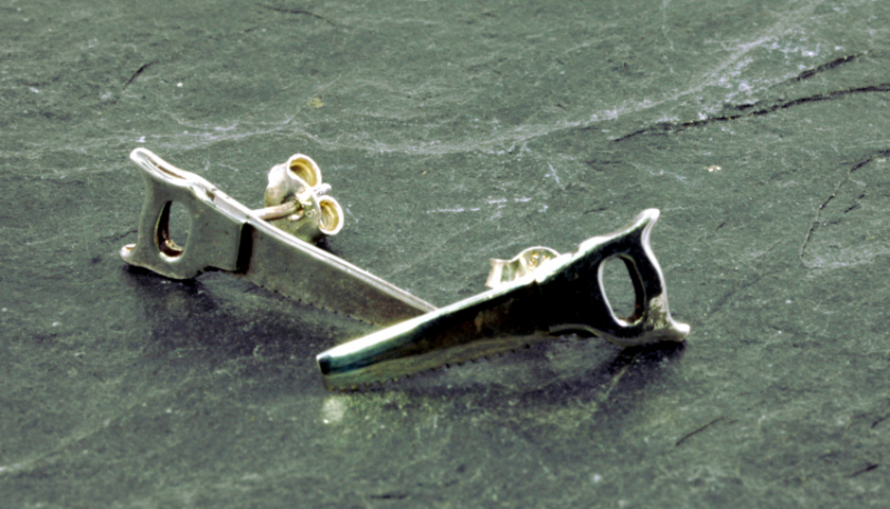 Säge, Ohrstecker, 925 Sterling Silber