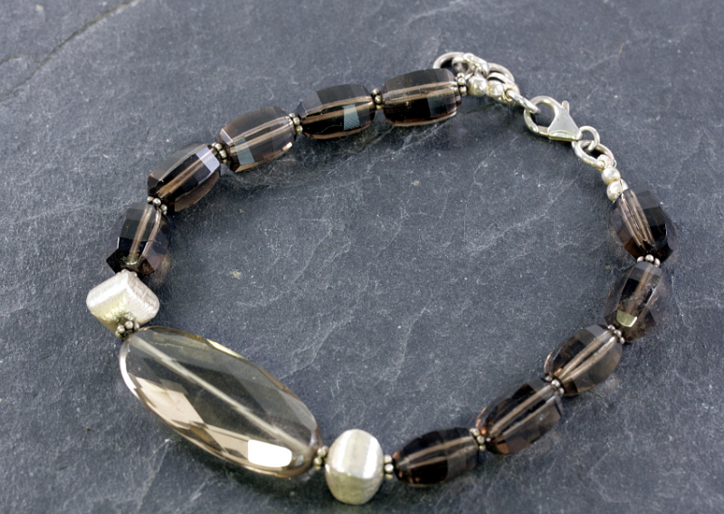 Silberarmband mit Rauchquarz