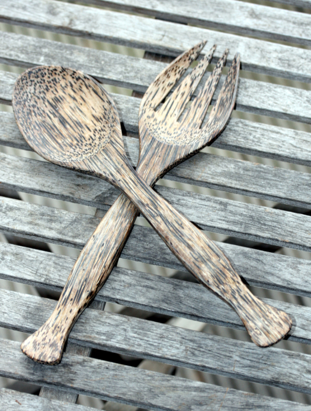 Salatbesteck, Kokosnussholz