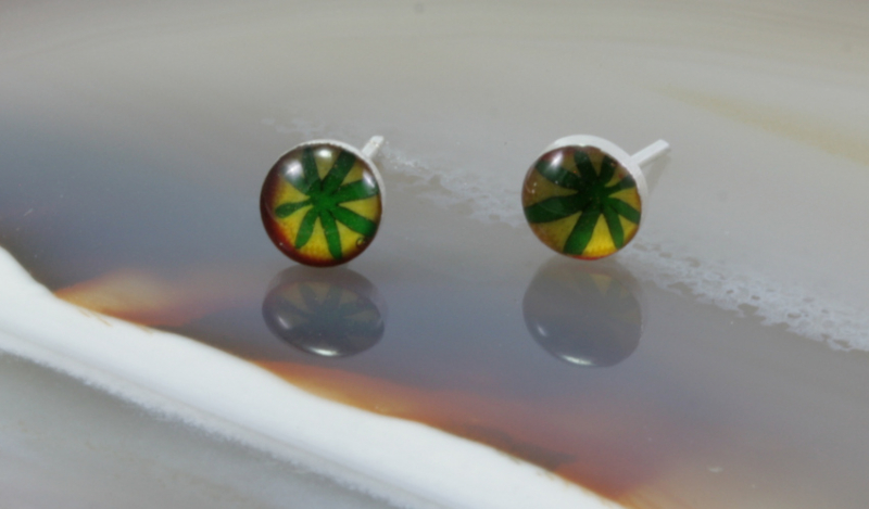 Cannabis, Silber, Ohrstecker