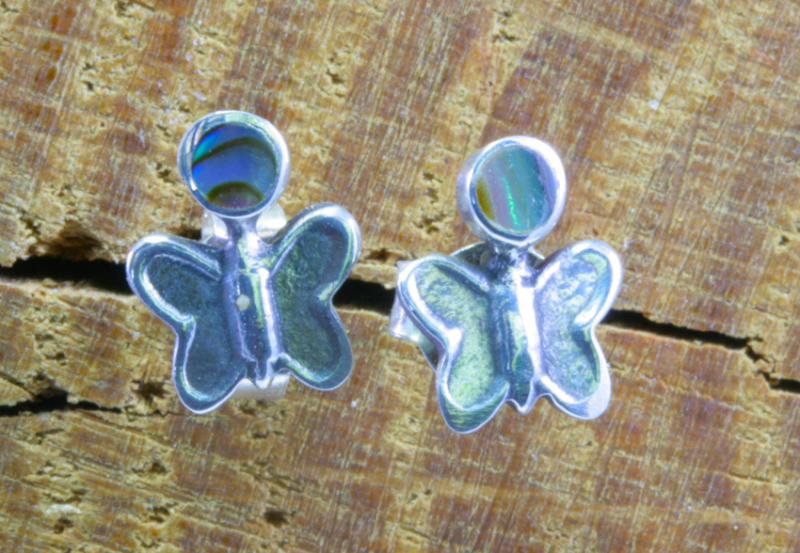 Schmetterling, Abalone und Silber, Ohrstecker, 925 Sterling Silber