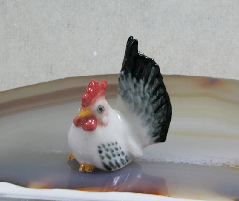 Hahn,  Porzellanminiatur