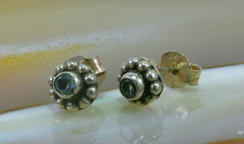 Blautopaz, Ohrstecker, 925 Sterling Silber