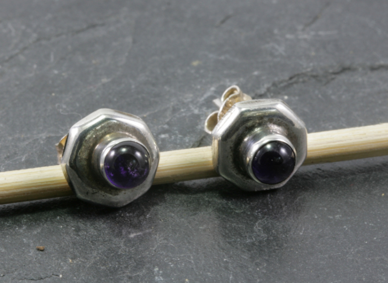 Amethyst und Silber, Ohrstecker