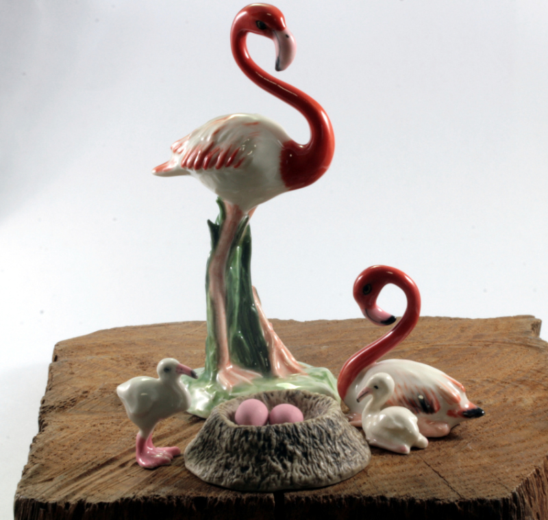 Flamingo, Familie, Porzellanminiaturen