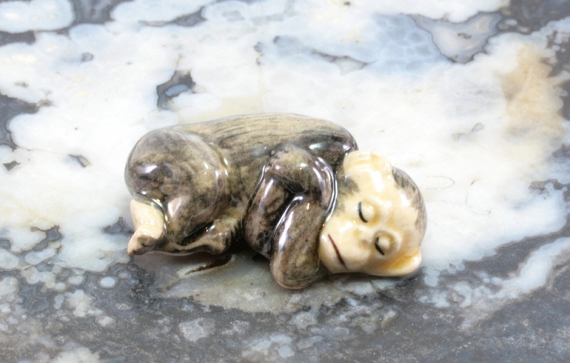 Schimpanse, Porzellanminiaturen,Miniatur