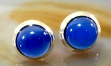 Blaues Glas, Ohrstecker, 925 Sterling Silber