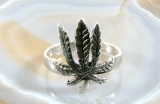 Cannabis, Ring 925 Sterling Silber