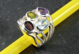 Granat,Peridot,Amethyst,Topaz und Silber, Ring