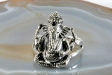 Ganesha, Ring, 925 Sterling Silber und ein kleiner Rubin