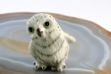Eule, Schneeeule, Porzellanminiatur