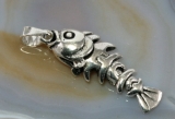 Fischgerippe, beweglicher Anhänger, 925 Sterling Silber