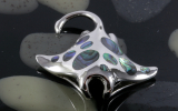 Manta, Rochen, Anhänger, 925 Sterling Silber und Abalone