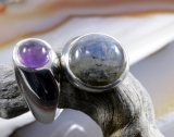 Labradorit, Amethyst und Silber, Ring