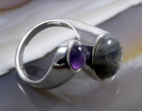 Labradorit, Amethyst und Silber, Ring