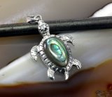 Meeresschildkröte in Abalone, Anhänger, 925 Sterling Silber