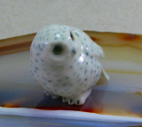 Eule, Schneeeule, Porzellanminiatur