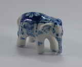 Elefant, Porzellanminiatur, blau weiss
