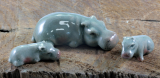 Nilpferd mit Kindern, HIPPO, Porzellanminiaturen